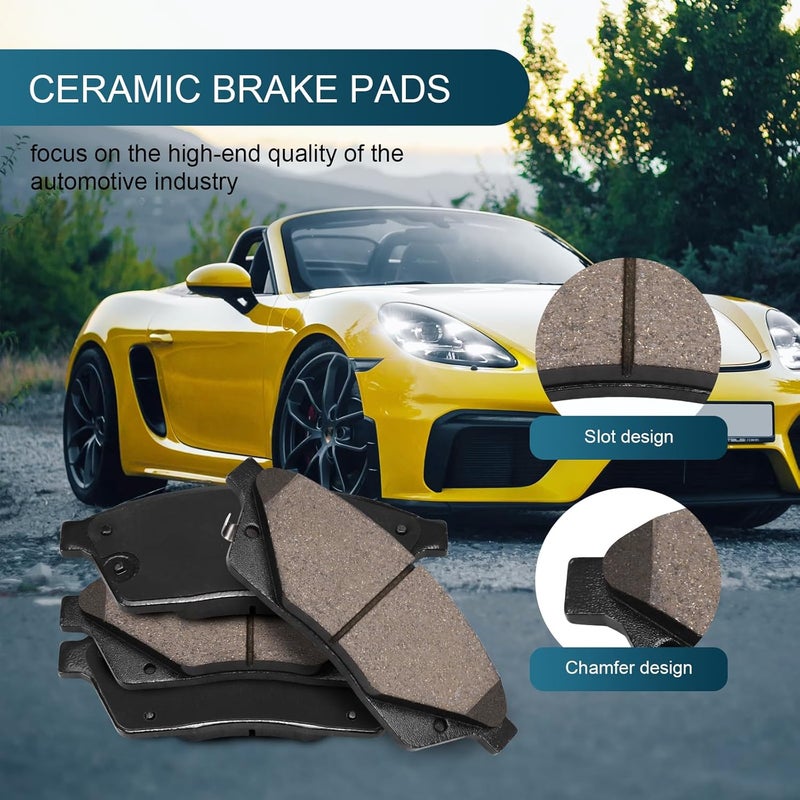 HECHENQICHE Front Ceramic Brake Pads with Hardware Kit for Select Cadillac and Saab Models - SRX 2010-2016, 9-4X 2011, HZ1422 - Image 2